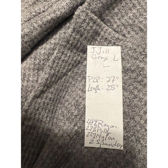 J. Jill Wearever Collection Boxy Drop Shoulder Top Sz Large Waffle Weave Gray - Picture 12 of 12